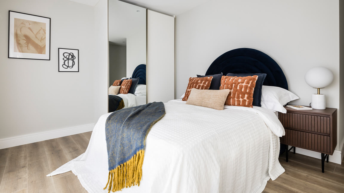 Bedroom at Neptune Wharf ©Galliard Homes.