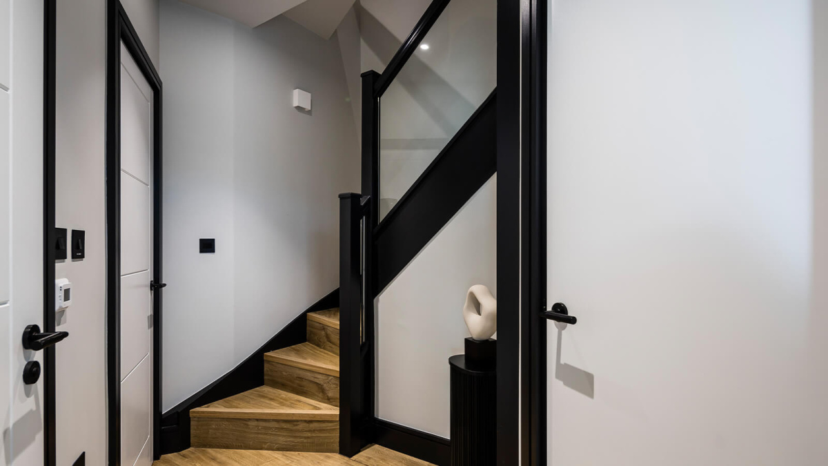 Staircase at Plot A Arena Quayside ©Galliard Homes.