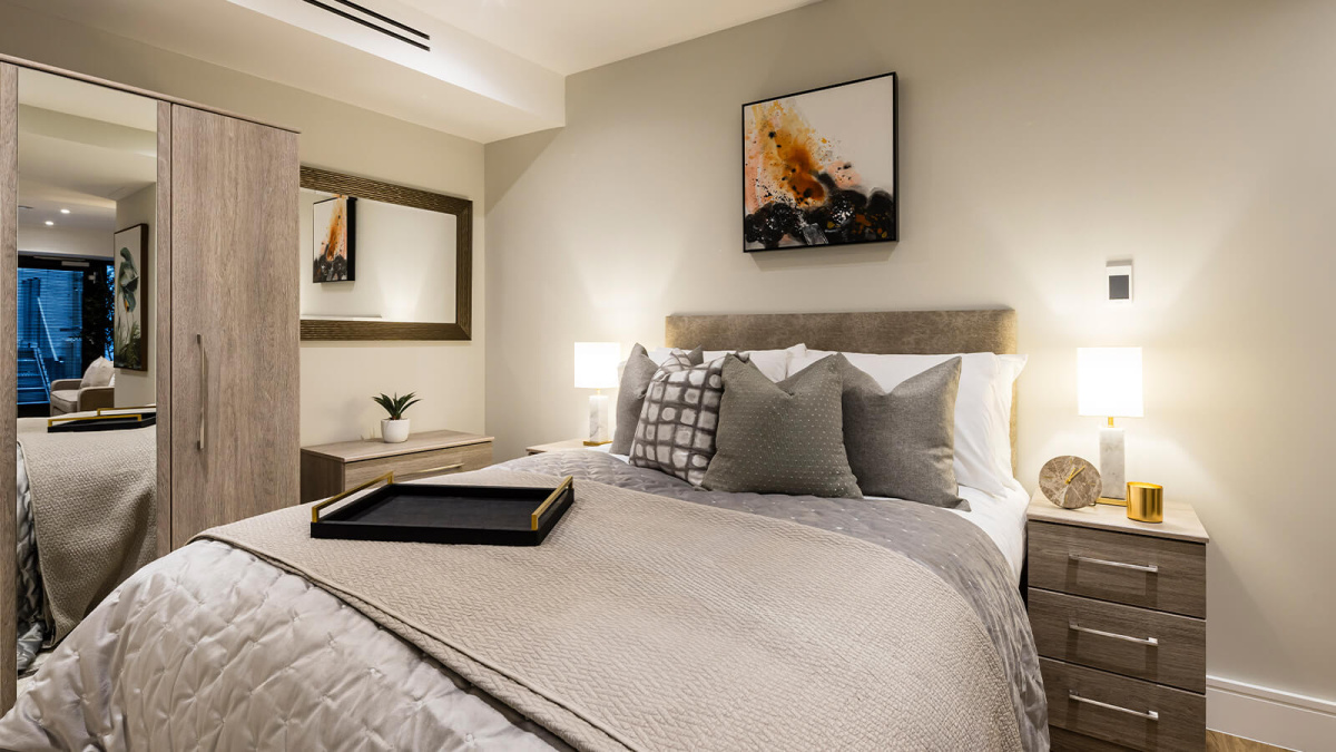 Bedroom area at Ludgate Broadway, ©Galliard Homes.