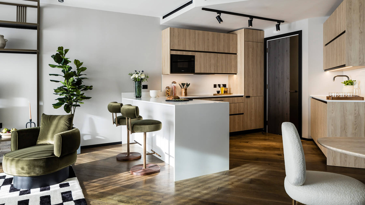 Kitchen at Apartment 2808 The Stage, ©Galliard Homes.