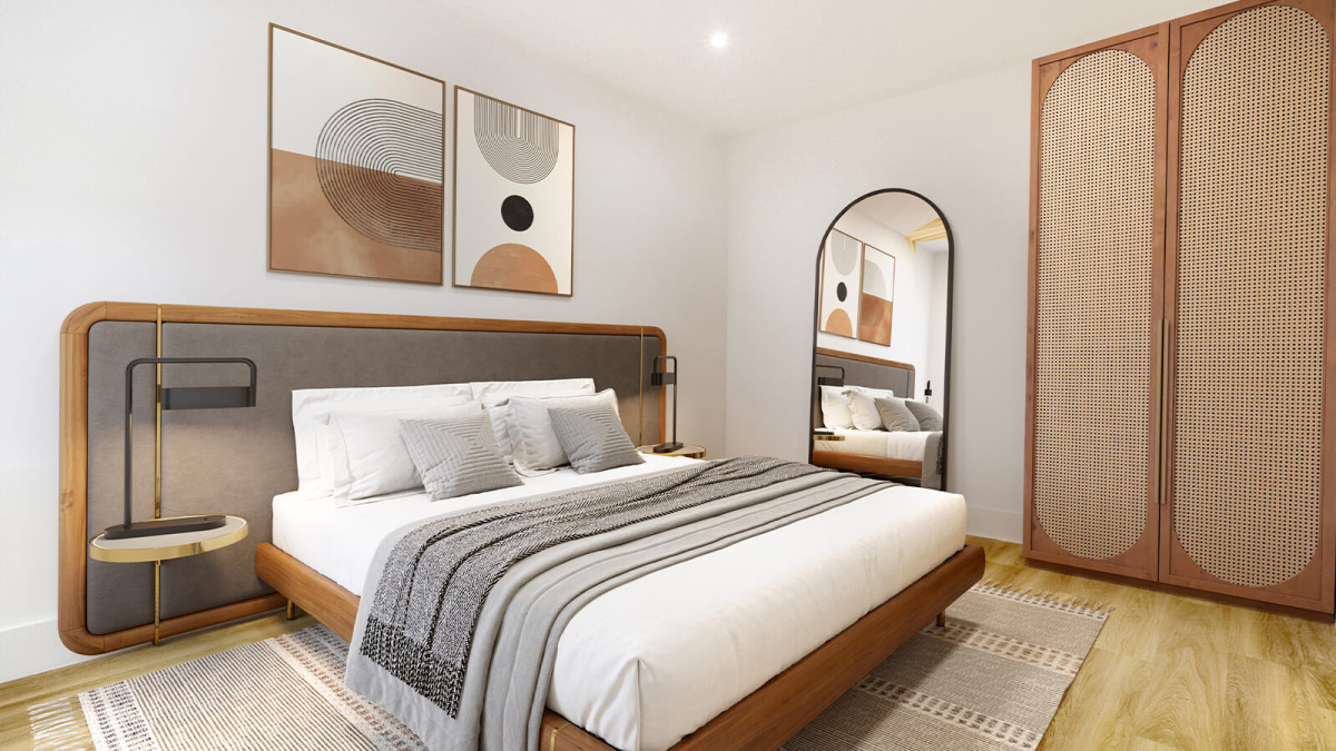 Bedroom area, image features superimposed furnishings intended for illustrative use only, ©Galliard Homes