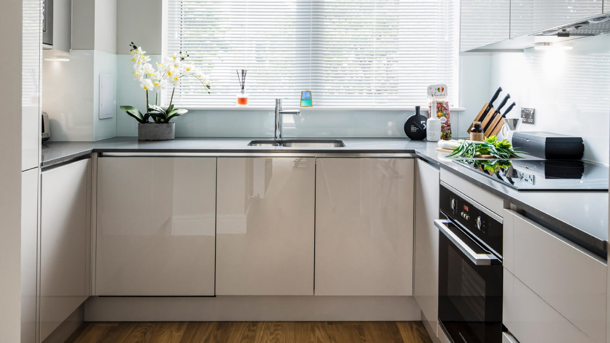 Kitchen area at a Wimbledon Grounds duplex, ©Galliard Homes