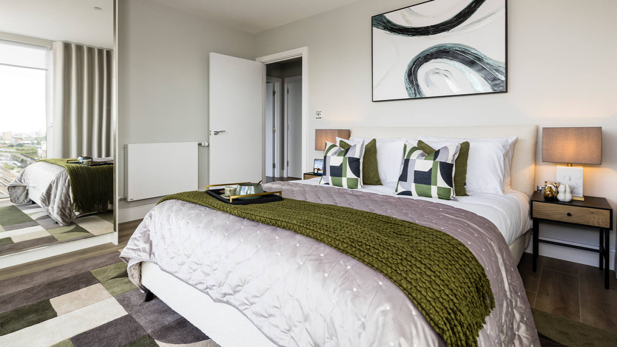 Bedroom at Neptune Wharf ©Galliard Homes.