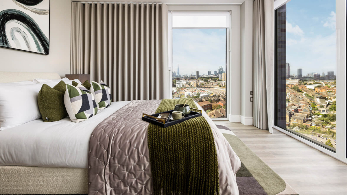 Bedroom at Neptune Wharf ©Galliard Homes.