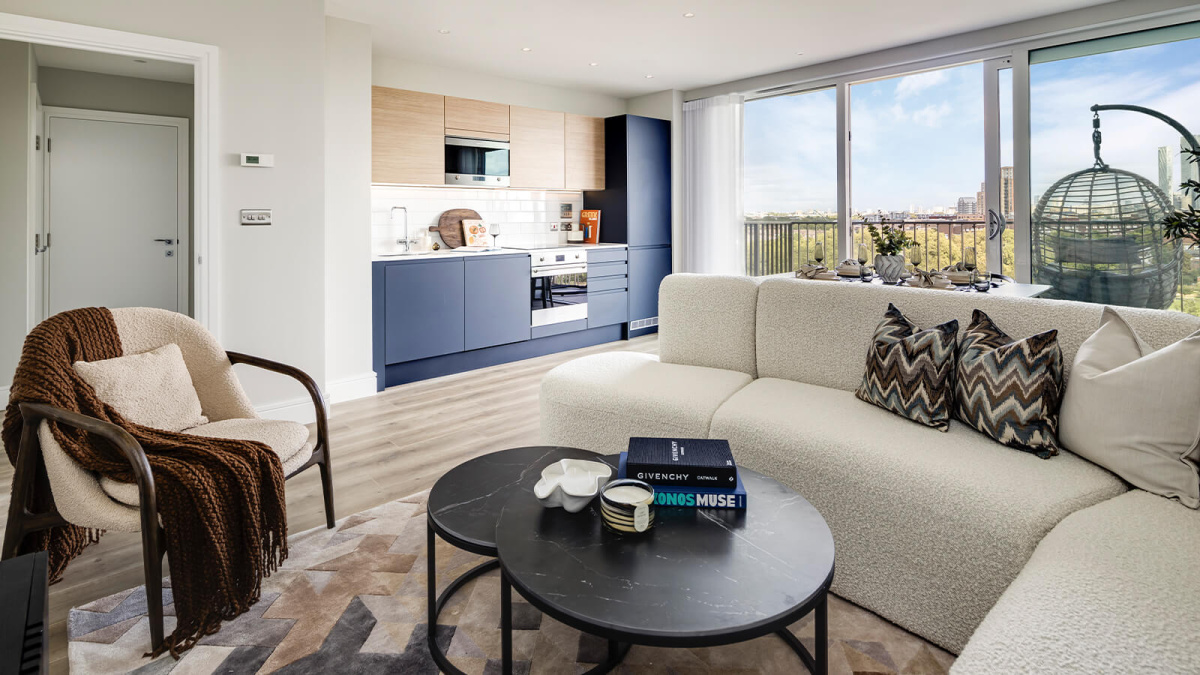 Open-plan living area at Neptune Wharf ©Galliard Homes.