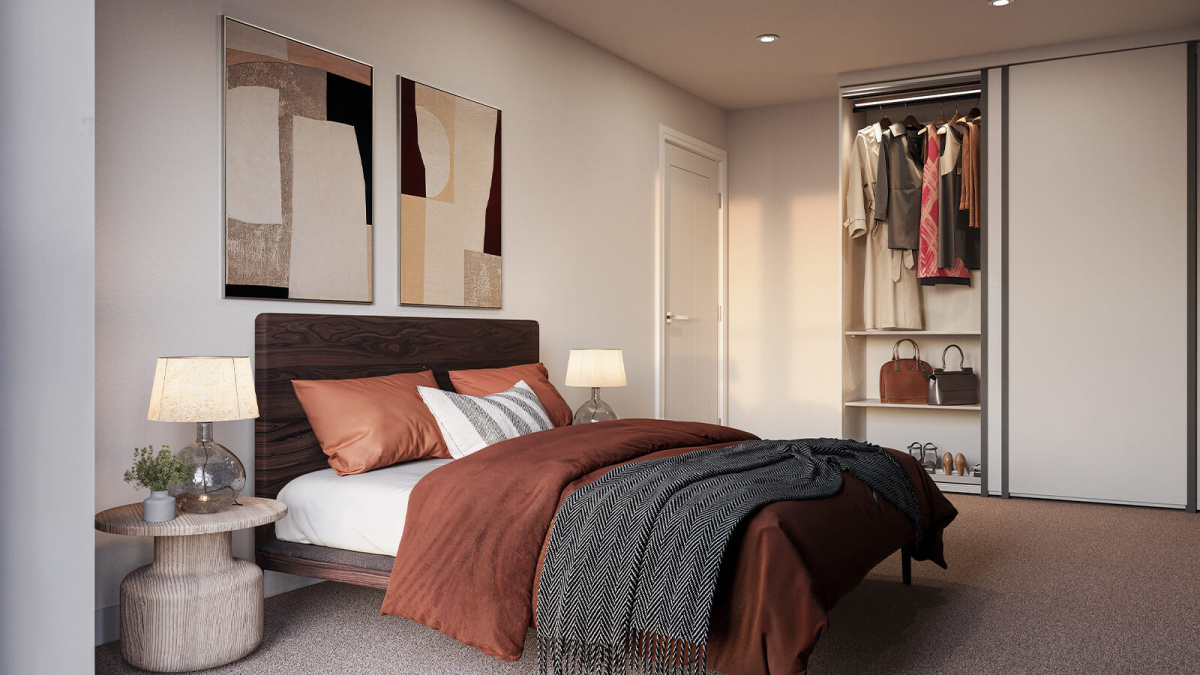 Bedroom at Merchants Yard ©Galliard Homes.