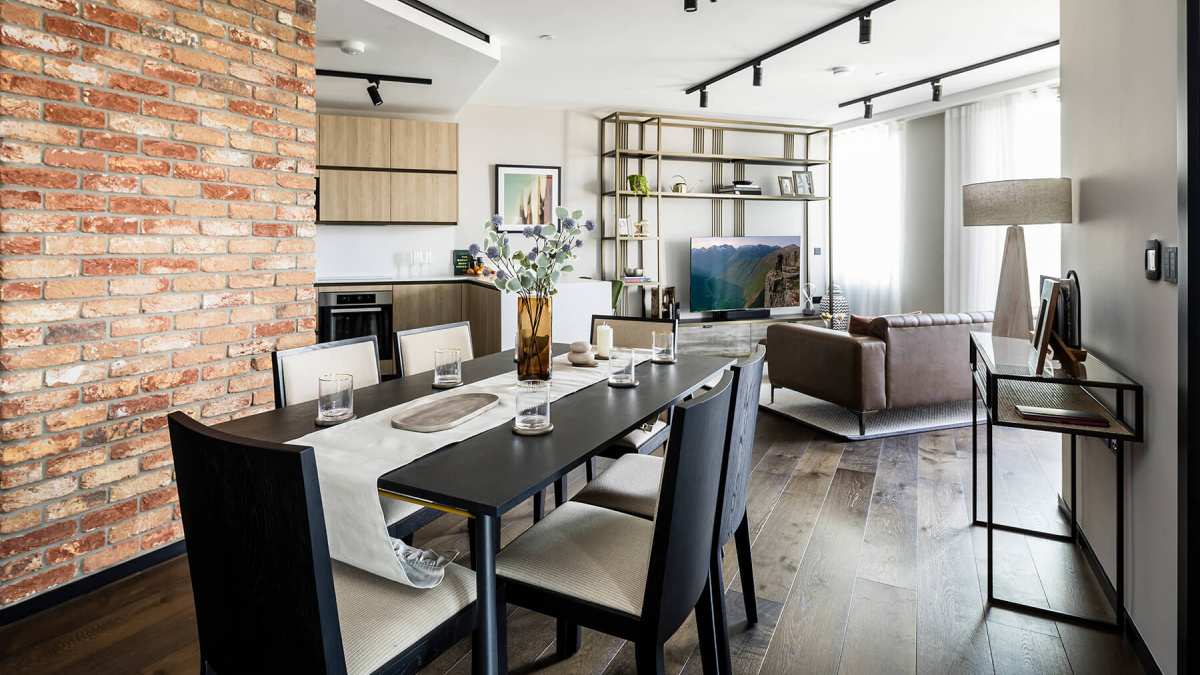 Dining area at Apartment 1810 The Stage, ©Galliard Homes.