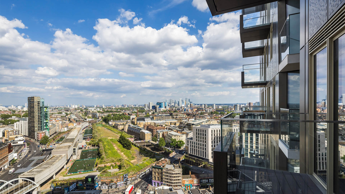 View from balcony at Apartment 1810 The Stage, ©Galliard Homes.