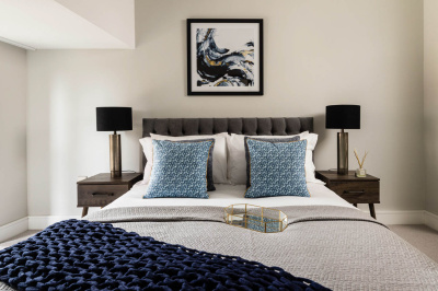 Bedroom at G01 Orchard Wharf ©Galliard Homes.